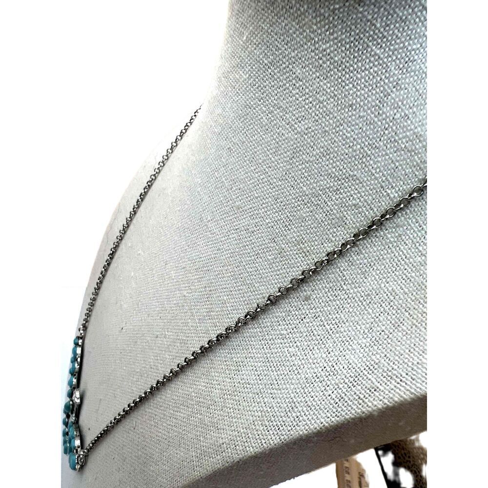 NEW Silver Faux Turquoise Phoenix Pendant Chain Necklace - Picture 5 of 11